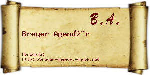 Breyer Agenór névjegykártya